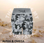 Alpha And Omega Strength Grey Camo  Athleisure Short Tights