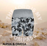 Alpha And Omega Strength Grey Camo  Athleisure Short Tights