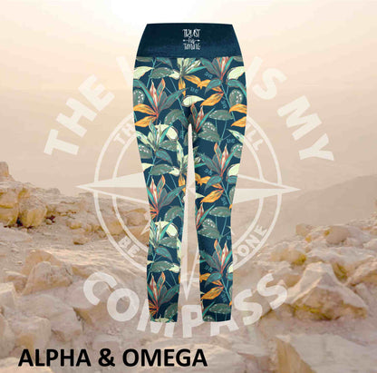 Alpha And Omega Trust his Timing Tropical  Print Three Quarter Athleisure Tights (3164)