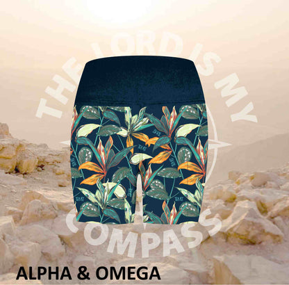 Alpha And Omega Trust his Timing Tropical Athleisure Short Tights (3164)