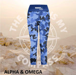 Alpha And Omega Warrior Blue Camo  Athleisure Three Quarter Tights