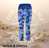 Alpha And Omega Warrior Blue Camo  Athleisure Three Quarter Tights